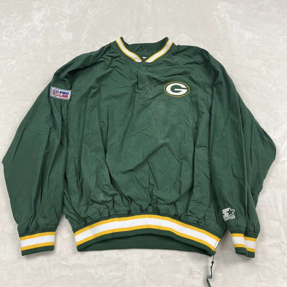 Starter Windbreaker Pullover Mens XL Green NFL Pro Line Green Bay Packers Vtg